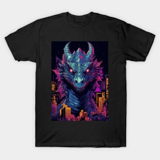 Cyberpunk Dragon in City T-Shirt